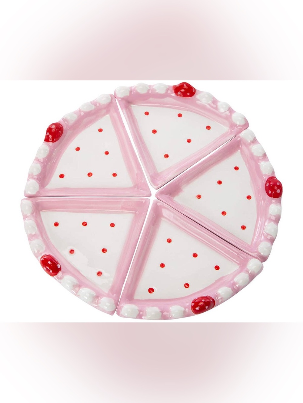 Coquette Ceramic Cake Dessert Plate Set with Strawberries - Hand Painted